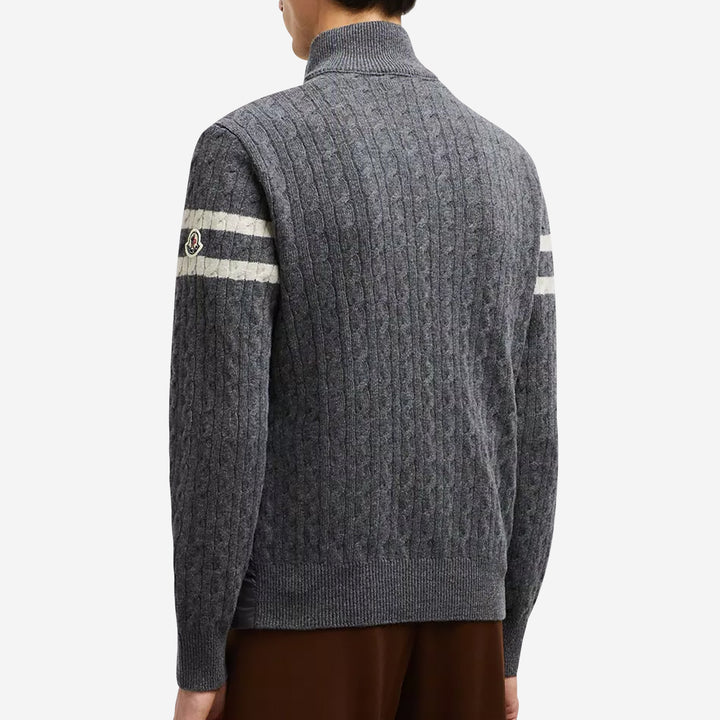 Moncler men's padded wool zip-up cardigan in grey - additional product photo 1