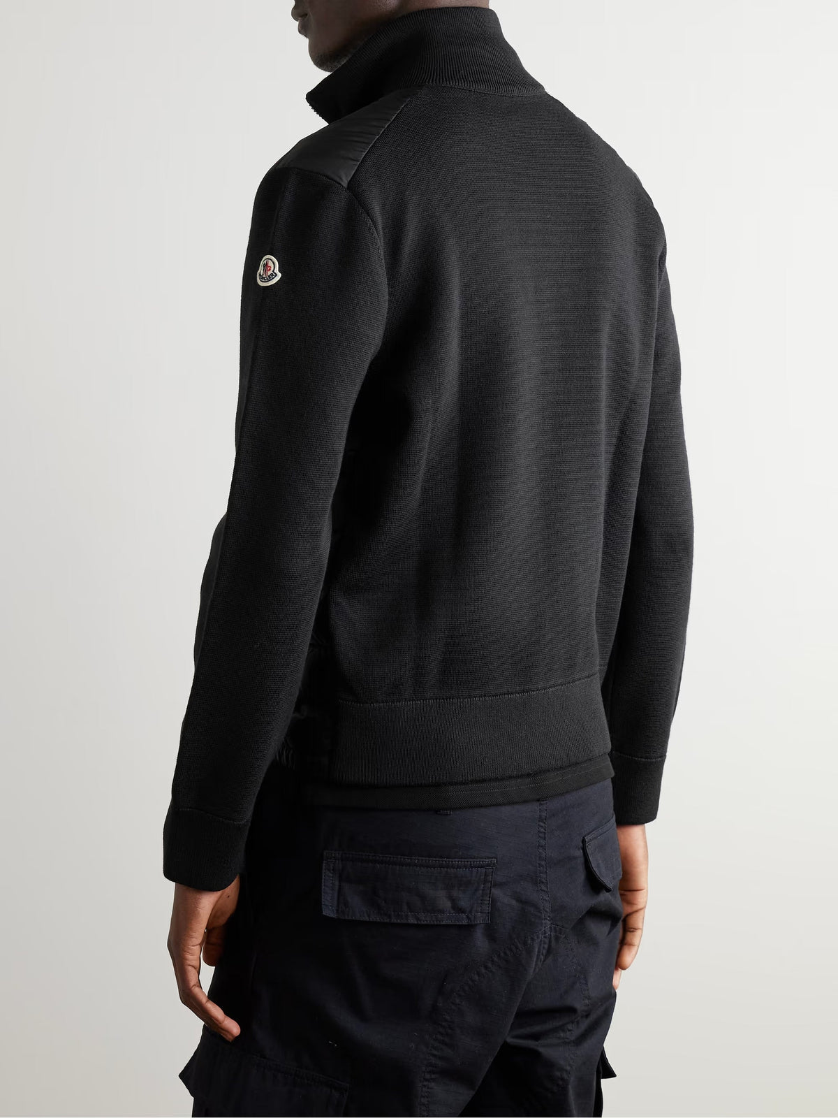 Moncler slim-fit wool-blend down zip-up cardigan - additional product photo 2