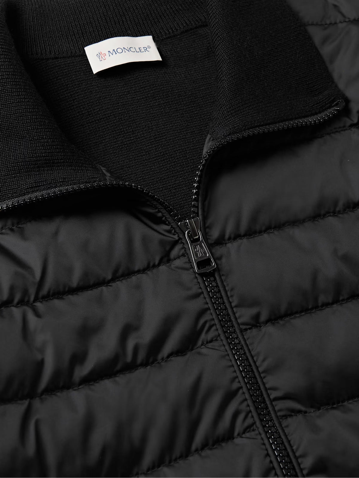 Moncler slim-fit wool-blend down zip-up cardigan - additional product photo 3