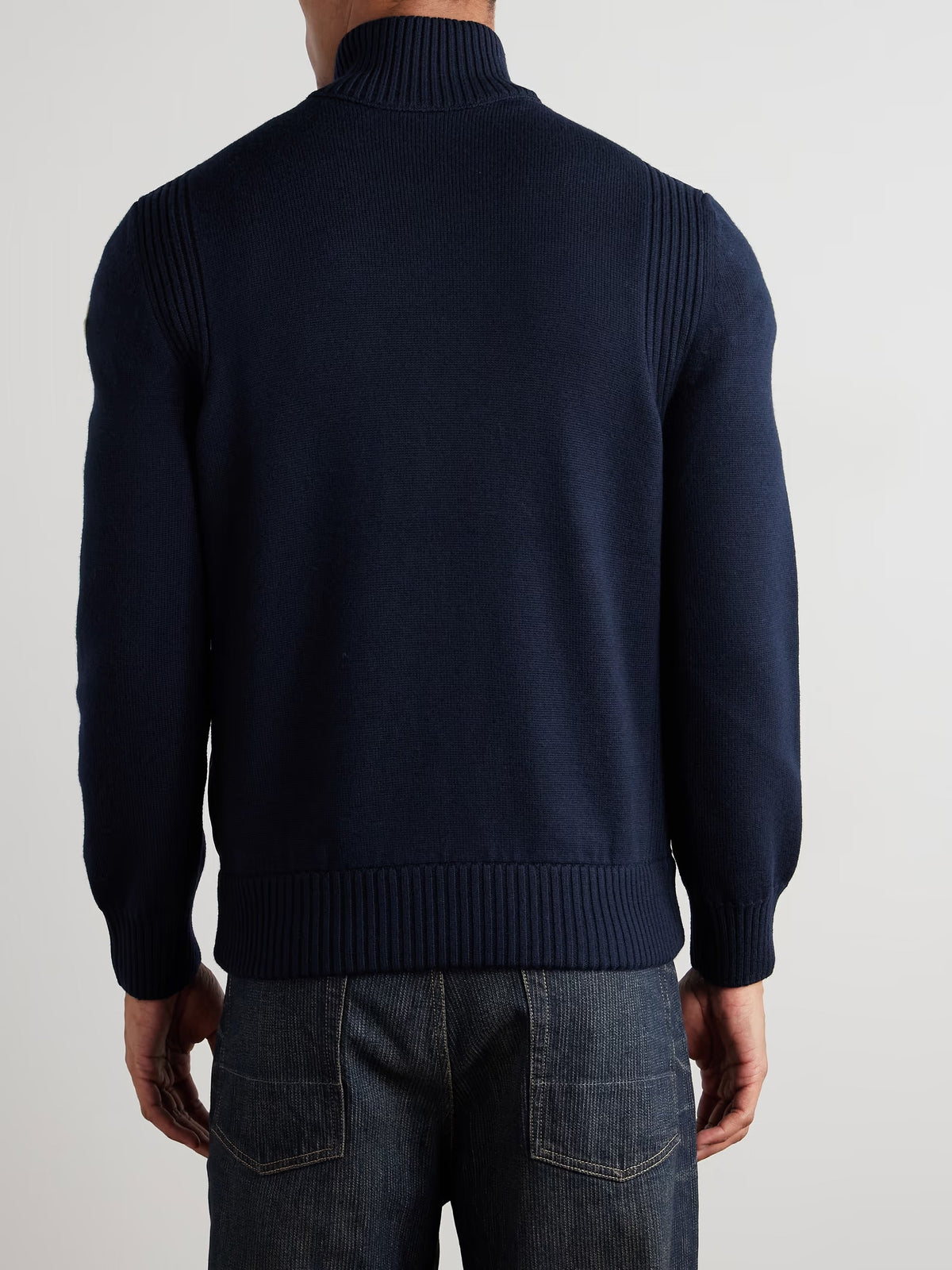 Moncler quilted down cardigan with wool panels and logo patch - additional product photo 3