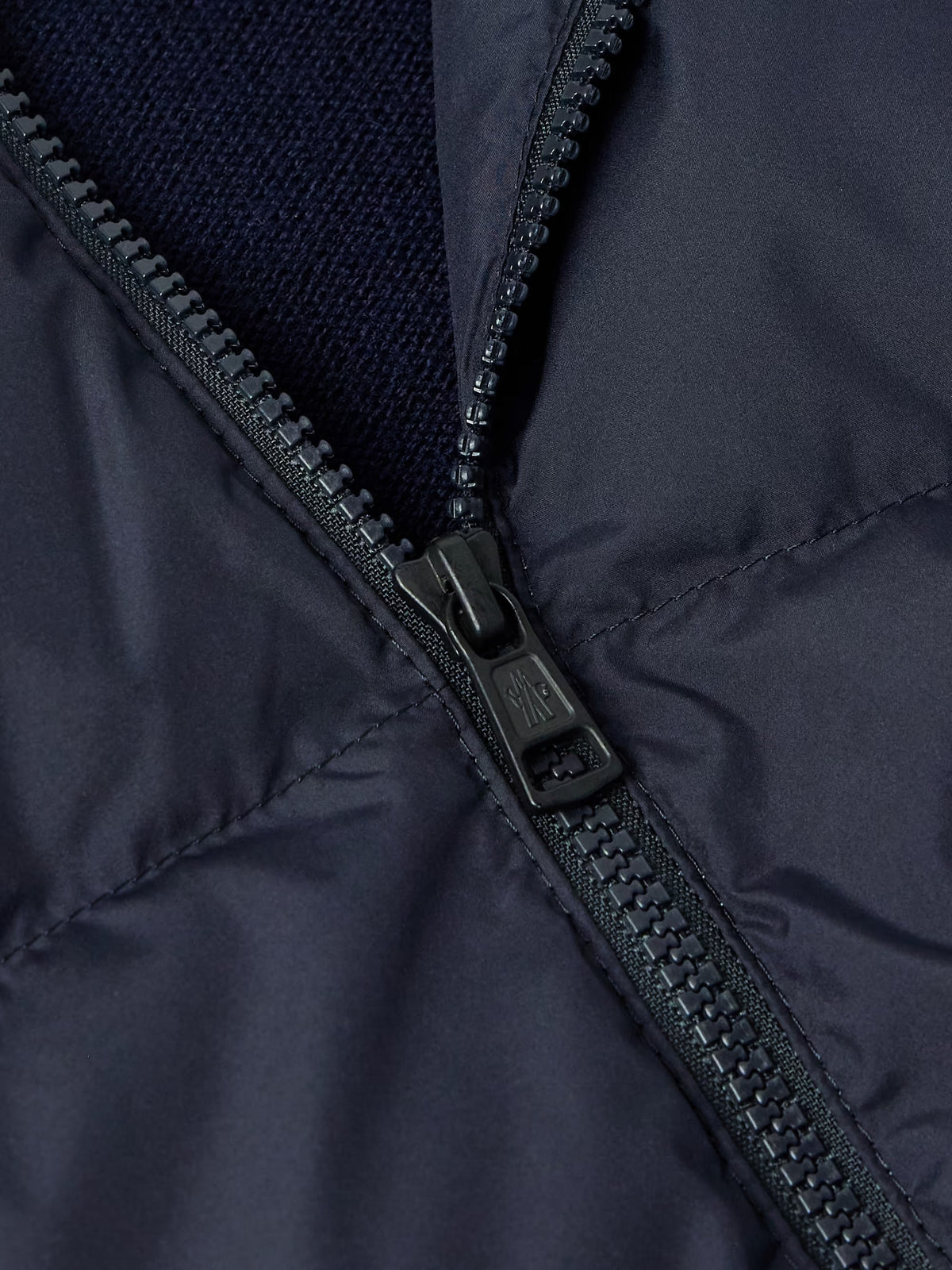 Moncler quilted down cardigan with wool panels and logo patch - additional product photo 4