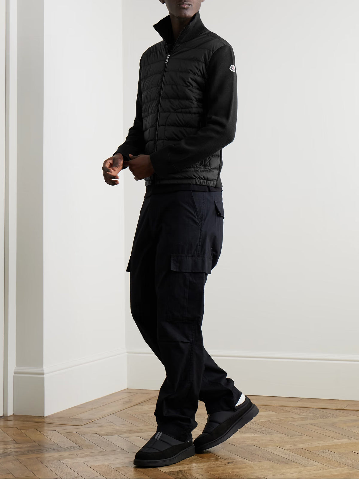 Moncler slim-fit wool-blend down zip-up cardigan - additional product photo 1
